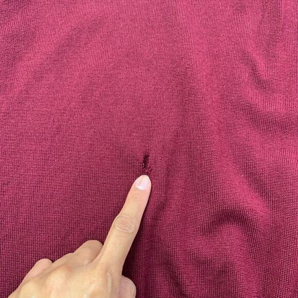 Neiman Marcus Sweater Mens 52 Burgundy Wool Collar Elastic Bottom Pullover *READ - Picture 4 of 11